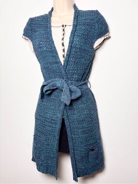 Mudd Vintage Y2K Belted Turquoise Cardigan